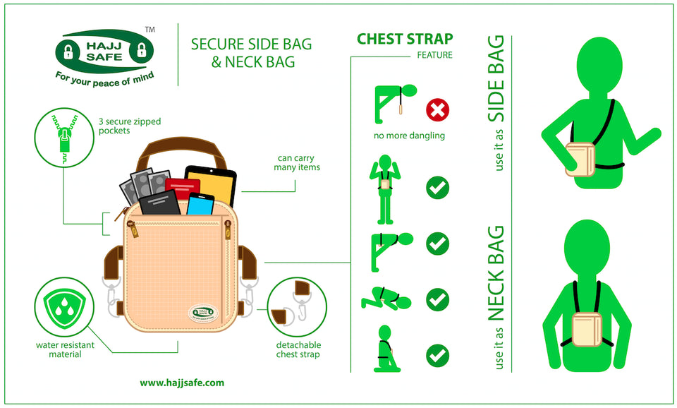 Hajj & Umrah Secure Side Bag & Neck Bag