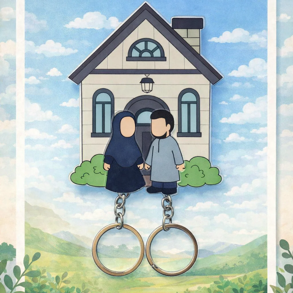 Muslim couple key chain holder